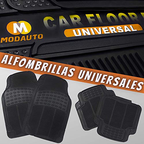 MODAUTO Alfombrilla de goma para coches, Alfombra Goma Recortable ,Juego Alfombrillas de Goma para Coche 4 Elementos Negro G820BK
