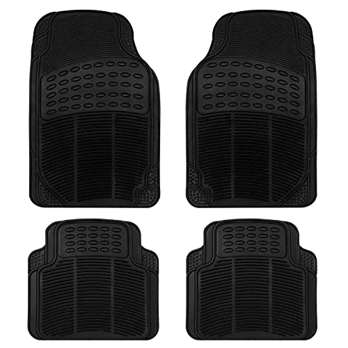 MODAUTO Alfombrilla de goma para coches, Alfombra Goma Recortable ,Juego Alfombrillas de Goma para Coche 4 Elementos Negro G820BK