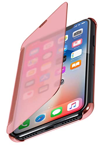 MoEx® Funda Protectora Fina Compatible con iPhone XS MAX | Cristal Tintado Transparente, Rose doré