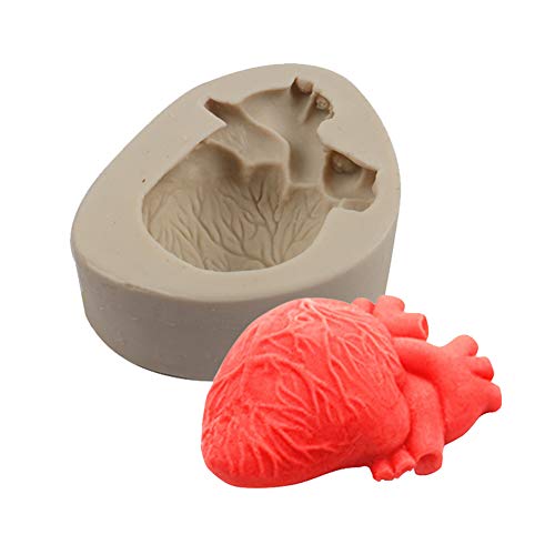 Molde de silicona XLZSP 3D simulación de órganos humanos galleta de chocolate corazón cerebro molde de fondant arcilla polimérica yeso molde de hielo herramienta de decoración para hornear