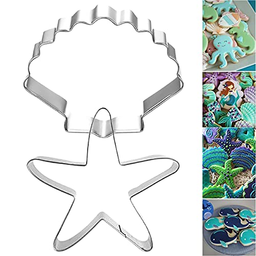 Molde Para Galletas, 3 Unids / Set Molde Para Galletas Forma De Organismo Marino Ornamental Fácil De Soltar Caballito De Mar Estrella De Mar Conchas De Mar Cortador De Galletas Para Fondant 3 piezas