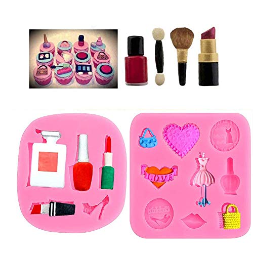 Moldes de Pastel de Silicona Fondant, 4 Piezas Moldes de Silicona para Lápiz Labial, Herramientas de Maquillaje 3D Silicona, Versátil y Fácil de Limpiar para Postres Dulces Suministros Para Pasteles