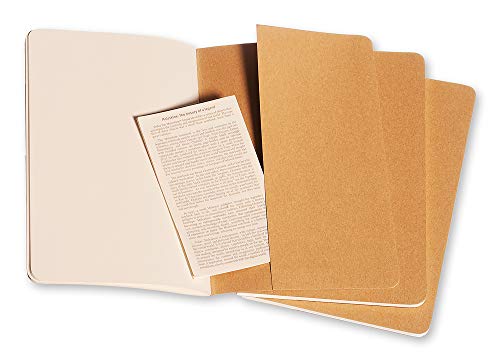 Moleskine - Cahier Journal Cuaderno de Notas, Set de 3 Cuadernos con Páginas , Tapa de Cartón y Cosido de Algodón Visible, Color Marròn Kraft