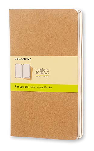 Moleskine - Cahier Journal Cuaderno de Notas, Set de 3 Cuadernos con Páginas , Tapa de Cartón y Cosido de Algodón Visible, Color Marròn Kraft