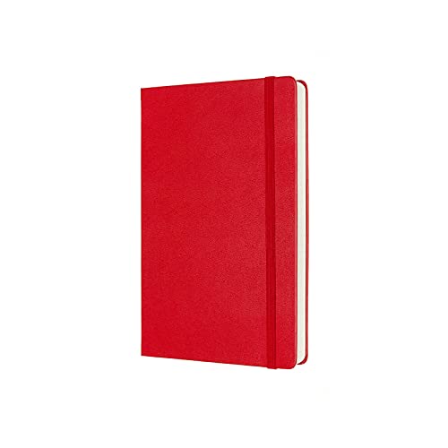 Moleskine - Cuaderno Clásico con Hojas de Rayas, Tapa Dura y Cierre con Goma Elástica, Tamaño Grande 13 x 21 cm, Color Rojo Escarlata, 400 páginas