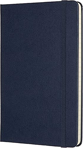 Moleskine - Cuaderno Clásico con Hojas Rayadas, Tapa Dura y Cierre Elástico, Color Azul Zafiro, Tamaño Medio 11.5 x 18 cm, 208 Hojas