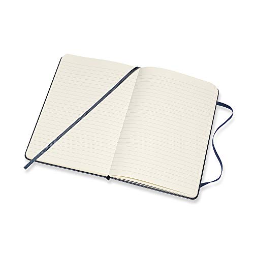 Moleskine - Cuaderno Clásico con Hojas Rayadas, Tapa Dura y Cierre Elástico, Color Azul Zafiro, Tamaño Medio 11.5 x 18 cm, 208 Hojas