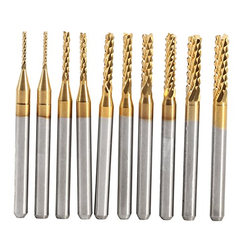 Molino de extremo, 10 Uds, Molino de extremo recubierto de titanio, fresas giratorias de carburo cementado, fresas CNC, herramientas de puntas de corte, 1,0-3,0 mm