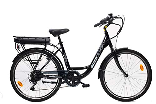 MOMO Design Venecia Bicicleta eléctrica de pedaleo asistida, Adultos Unisex, Negro, Talla Única