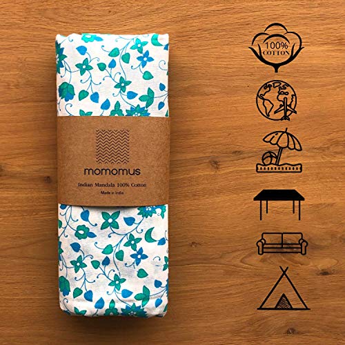 MOMOMUS Tapiz Mandala Sol - Aesthetic, Grande, Multiuso - Pareo/Toalla de Playa Gigante - Manta de Picnic Ligera o Alfombra Antiarena XXL- Turquesa