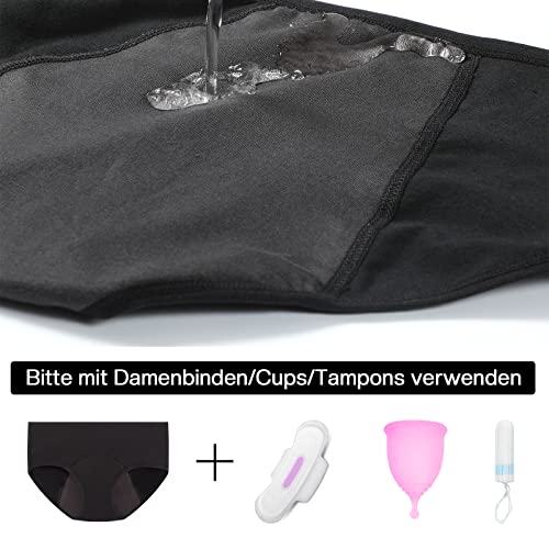 Momoshe Bragas Menstruales Mujer Período Pack de 4 Absorbentes Algodon Regla Flujo Abundante Braguitas Postparto Protección a Prueba de Fugas Gris Oscuro 3XL