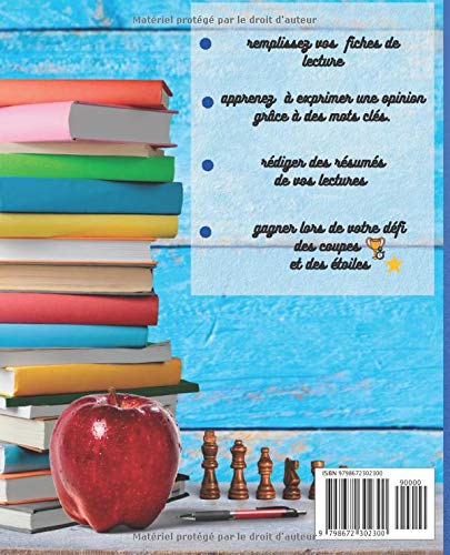 MON LIVRE DE DEFIS: 30 jours, 30 livres: NIVEAU: EXPERT | passionné de lecture | Mon carnet de lecteur et de lectrice | apprendre à donner son opinion ... blanc | format moyen | 152 pages | 6ème| 5ème