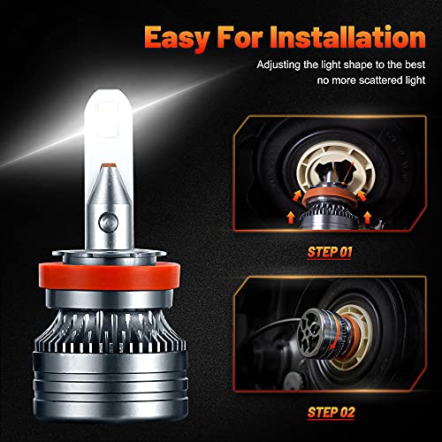 MONDEVIEW Bombillas H11 Faro LED H9 Luz Antiniebla H8 6000K 60W 16000LM, 24 Chips LED CREE Lámpara H16 1: 1 Diseño Más de 400% brillo que Luz Halógena y Faro de Xenón, IP68, 9V-36V, 360°