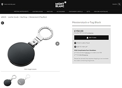 MONTBLANC Mont Blanc - Llavero de piel de grano suave con Bluetooth, color negro