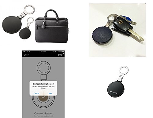 MONTBLANC Mont Blanc - Llavero de piel de grano suave con Bluetooth, color negro