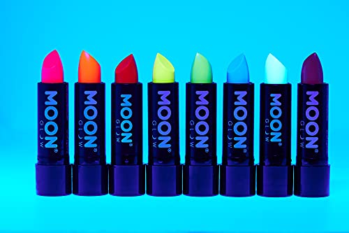 Moon Glow - Barra de labios neón UV 4.5g Intenso Set de 8 colores  - produce un brillo increíble bajo la iluminación/retroiluminación UV!