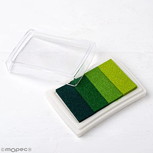 Mopec K43.05 Almohadilla de Tinta Degradado Verde para Dedo, 7.5 x 5.2 cm, Espuma