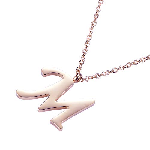 Morella Collar de Oro Rosa y Acero Inoxidable con Colgante Letra M