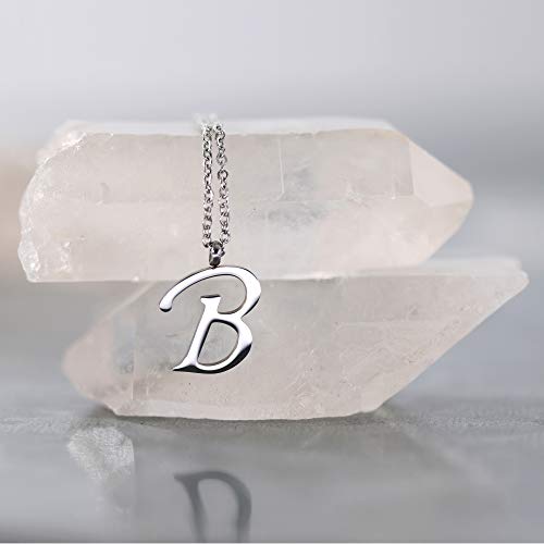 Morella Collar de Plata y Acero Inoxidable con Colgante Letra B