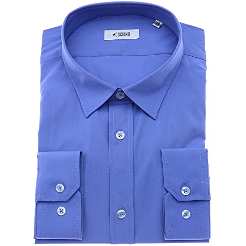 Moschino Camisas formales de manga larga para hombre Light Navy Solid 52 ES/ 41 cm
