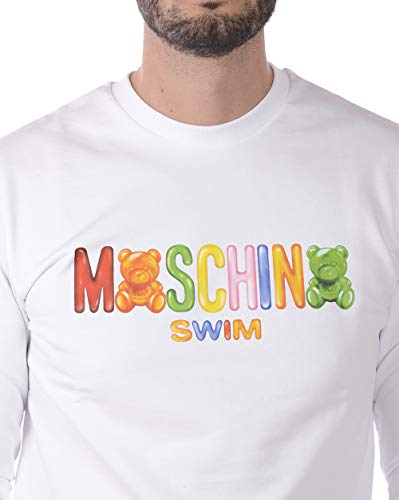 Moschino Swim - Sudadera Hombre A17012318 A1701 2318 Sudadera Logo Gommy Blanco XL