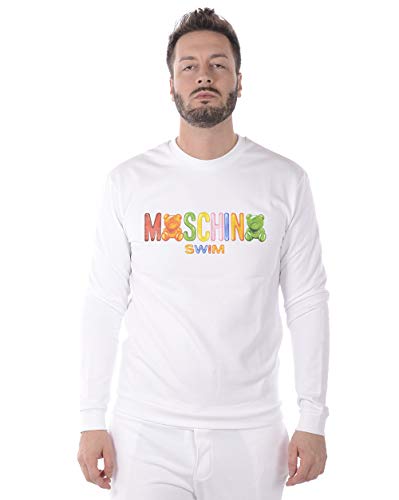 Moschino Swim - Sudadera Hombre A17012318 A1701 2318 Sudadera Logo Gommy Blanco XL