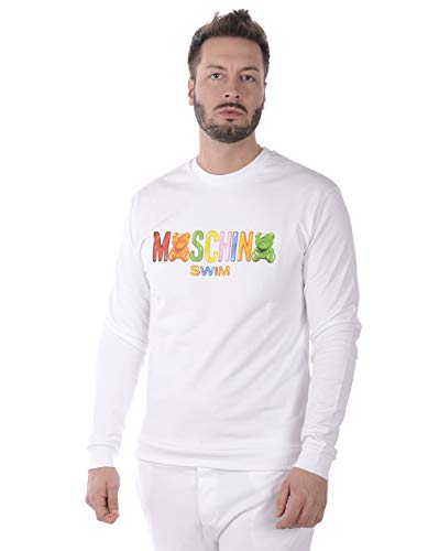 Moschino Swim - Sudadera Hombre A17012318 A1701 2318 Sudadera Logo Gommy Blanco XL
