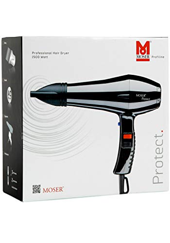 Moser Protect 4360-0050 Secador de Pelo (Corriente Alterna, 28,1 L/s, Con Agujero en la Empuñadura para Colgar), Monótono