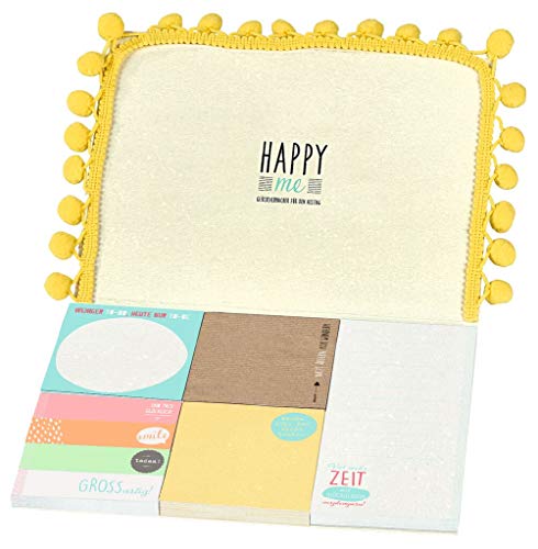 moses Happy me Sticky Notes Set, 480 notas adhesivas impresas de colores para el buen humor en el escritorio o de viaje, en un libro plegable, 8 diseños diferentes en 4 tamaños diferentes (63149)