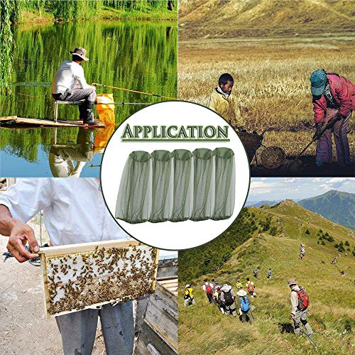Mosquito Head Net,Repelente de Insectos Neto Malla Protectora Máscara Cara antimosquitos Bee Bug Insectos Volar máscara Gorro para Apicultura Apicultor al Aire Libre Pesca (5pcs)