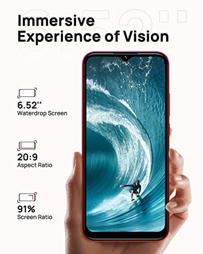 Moviles Baratos, DOOGEE X96 [2022] 5400mAh, 4G Smartphone Libre Android 11 GO 2GB+32GB ROM, Cámara Cuádruple 8MP, Pantalla Waterdrop de 6.52'', Telefono Movil Octa Core, Face ID/Huella Dactilar Rojo