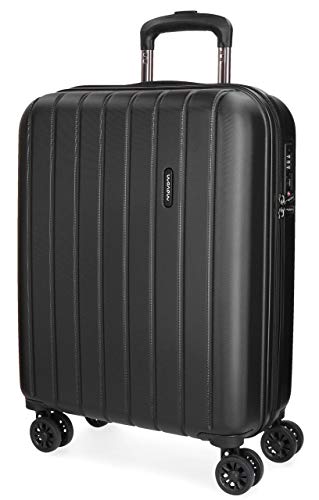 Movom Wood Maleta de cabina Negro 40x55x20 cms Rígida ABS Cierre TSA 38L 2,9Kgs 4 Ruedas Dobles Equipaje de Mano