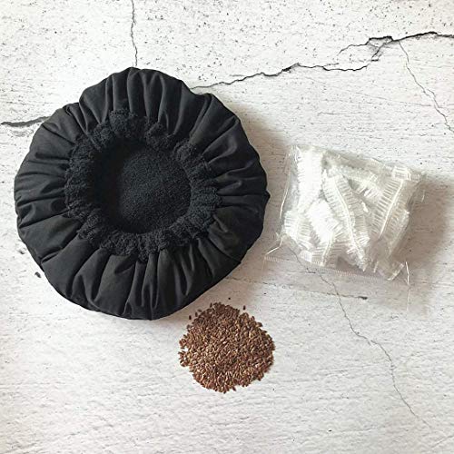 MQUPIN - Tapón térmico para acondicionamiento profundo, tapa térmica para microondas para el cuidado del cabello con 10 casquillos de ducha desechables (negro)