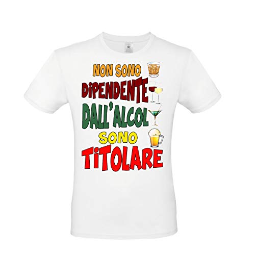 Mr. Gadgets - Camiseta con texto en inglés «Simpatica Non sono dependiente del alcohol» blanco L