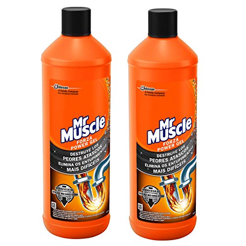 Mr Muscle - Forza Desatascador Gel Power. Gel limpia tuberías. Desatascador líquido potente desagües, Pack 1+1, 2 Unidades de 1L cada una