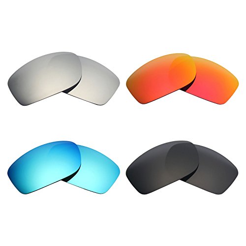 MRY - 4 pares de lentes polarizadas de repuesto para gafas de sol Oakley Fives Squared - negro/rojo fuego/azul hielo/plata titanio
