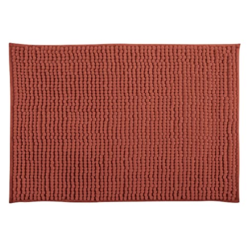 MSV Alfombrilla de baño de chenilla de pelo largo, 50 x 80 cm, color terracota rojo