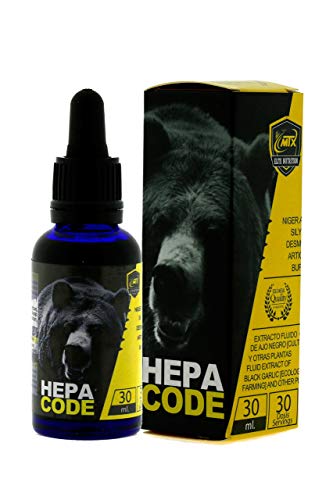 MTX nutrition HEPACODE Gotas (30 ml) – Suplemento PREMIUM de Ajo Negro y otros fitoextractos, Silimarina (18%), Alcachofera, Bardana… positivos efectos sobre el hígado y detoxificación.