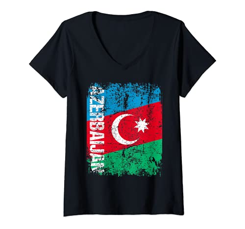 Mujer AZERBAIJÀN Bandera | Hombres Mujeres Niños AZERBAIJÀN Camiseta Cuello V