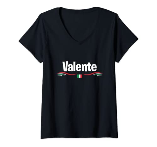 Mujer Bandera de Italia Nombre de nacimiento italiano Valente Camiseta Cuello V