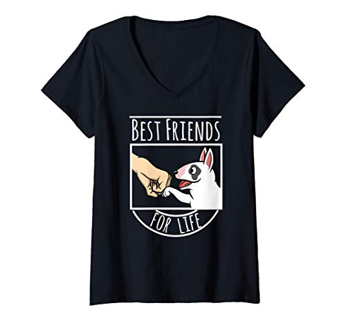 Mujer Best Friends Bull Terrier Inglés Perro Camiseta Cuello V