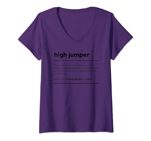 Mujer High Jumper Definición divertida Camiseta Cuello V