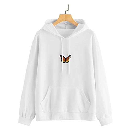 Mujer Mariposa Sudadera Manga Larga Bolsillo Pullover Sudadera con Capucha Casual Tallas Grandes Otoño Invierno Cuello Redondo Jersey Deporte riou