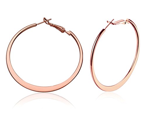 Mujer Pendiente De Aro Oro Amarillo Joyería Grande Criollas con Chapado en oro Rosa Para Regalo Originales Cumpleaños 50 mm