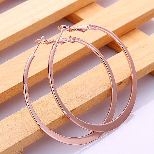 Mujer Pendiente De Aro Oro Amarillo Joyería Grande Criollas con Chapado en oro Rosa Para Regalo Originales Cumpleaños 50 mm