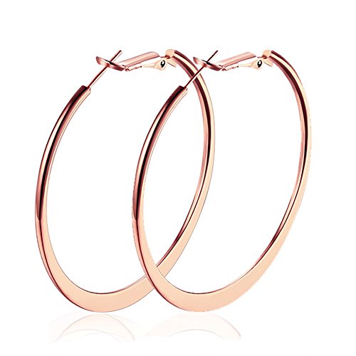 Mujer Pendiente De Aro Oro Amarillo Joyería Grande Criollas con Chapado en oro Rosa Para Regalo Originales Cumpleaños 50 mm