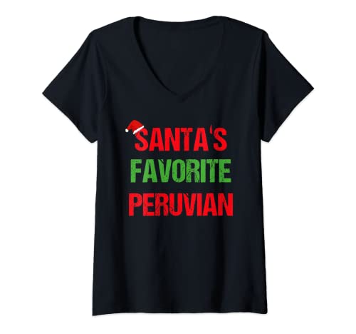 Mujer Pijama Peruano Divertido Perú Regalo de Navidad Camiseta Cuello V