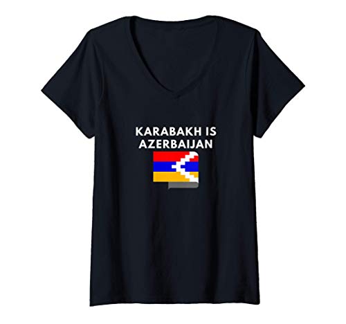 Mujer Support Azerbaijan 2020 Free Karabakh is Azerbaijan Flag Camiseta Cuello V