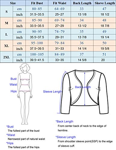 Mujer Torera Bolero con Manga 9/10 Chaqueta Corta Casual Slim Fit para Fiesta Beige L