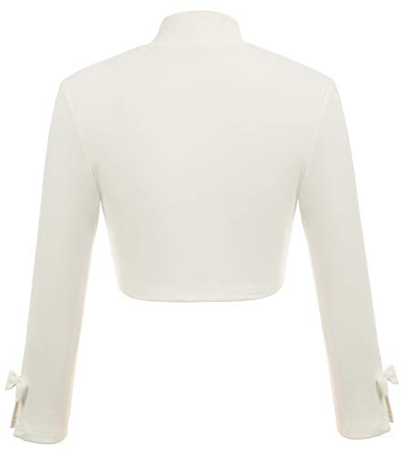 Mujer Torera Bolero con Manga 9/10 Chaqueta Corta Casual Slim Fit para Fiesta Beige L